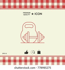Kettlebell and barbell line icon
