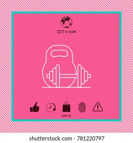 Kettlebell and barbell line icon