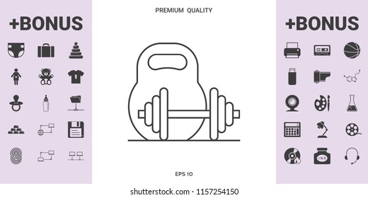 Kettlebell and barbell line icon - graphic elements for your design
