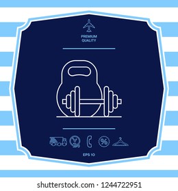 Kettlebell and barbell line icon. Graphic elements for your design