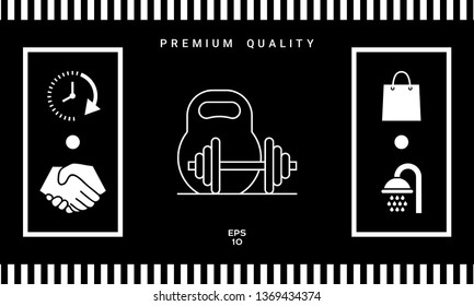 Kettlebell and barbell line icon. Graphic elements for your design