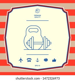 Kettlebell and barbell line icon. Graphic elements for your design