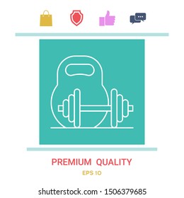 Kettlebell and barbell line icon. Graphic elements for your design