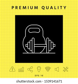 Kettlebell and barbell line icon. Graphic elements for your design