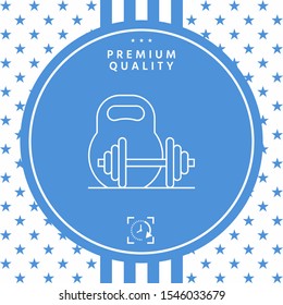 Kettlebell and barbell line icon. Graphic elements for your design