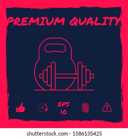 Kettlebell and barbell line icon. Graphic elements for your design