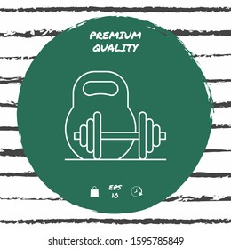 Kettlebell and barbell line icon. Graphic elements for your design