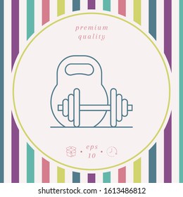 Kettlebell and barbell line icon. Graphic elements for your design