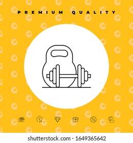 Kettlebell and barbell line icon. Graphic elements for your design