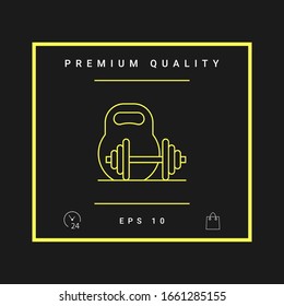 Kettlebell and barbell line icon. Graphic elements for your design