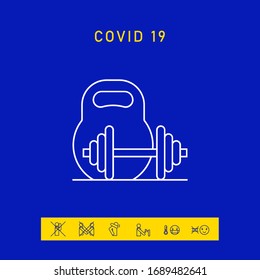 Kettlebell and barbell line icon. Graphic elements for your design