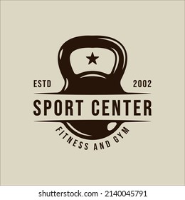 kettlebell oder Barbell Logo Vektorgrafik Vintage Illustration Symbol-Grafik Design. Fitnessstudio oder Fitnesszeichen oder Symbol für Sportturnier