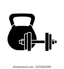 Kettlebell y Barbell - icono de Vector
