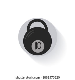 Kettlebell, barbell, Weight. Icon, button, emblem, symbol of sport. Doodle style. Sport equipment. Black and white, gray on a white background. The concept of great sports and lifestyle