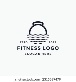 Kettlebell und Strandkombination kreatives Logo-Design