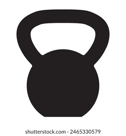 Kettlebell black icon vector illustration isolated on a white. Workout gym tools, accessories. Sport equipment, Gym time concept. Iron kettlebell icon, sport training and fitness design element.