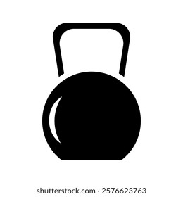 Kettlebell black icon vector illustration isolated on a white. Workout gym tools, accessories. Sport equipment, Gym time concept. Iron kettlebell icon,