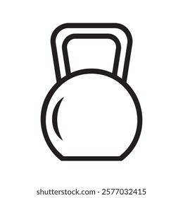 Kettlebell black icon vector illustration isolated on a white. Workout gym tools, accessories. Sport equipment, Gym time concept. Iron kettlebell icon,