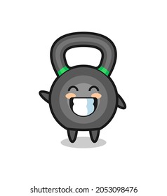 kettlebell cartoon character doing wave hand gesture , cute style design for t shirt, sticker, logo element