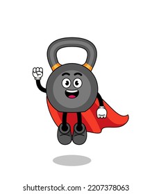 kettlebell cartoon with flying superhero , character design