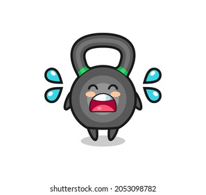 kettlebell cartoon illustration with crying gesture , cute style design for t shirt, sticker, logo element