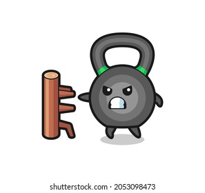 kettlebell cartoon illustration as a karate fighter , cute style design for t shirt, sticker, logo element