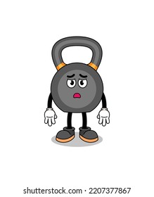 ilustración de la caricatura de kettlebell con cara triste, diseño de personajes