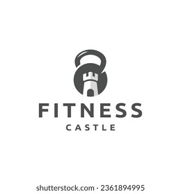 Kettlebell castle logo icon design template flat vector