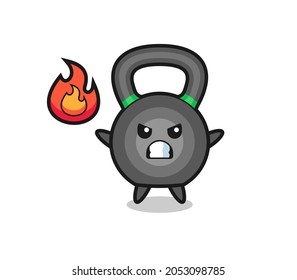 kettlebell character cartoon with angry gesture , cute style design for t shirt, sticker, logo element