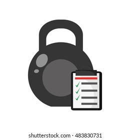 kettlebell and checklist icon 