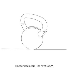 Kettlebell continuous line. Continuous one line drawing kettlebell for exercise. Gym, fitness concept. Single line drawing