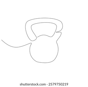 Kettlebell continuous line. Continuous one line drawing kettlebell for exercise. Gym, fitness concept. Single line drawing