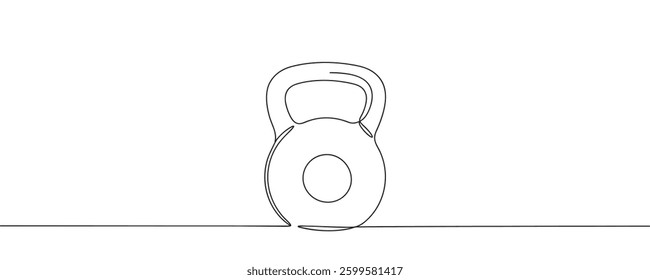 Kettlebell continuous line. Continuous one line drawing of kettlebell for exercise. vector illustration.