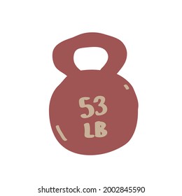 Kettlebell doodle logo icon sign Sports equipment fitness symbol Hand drawn Training at home lifestyle Cartoon children's style design Fashion print clothes apparel greeting invitation card cover