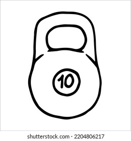 Ilustración vectorial del estilo del doodle Kettlebell aislada en fondo blanco