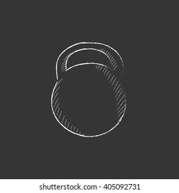 Kettlebell. Dibujado en un icono de tiza.