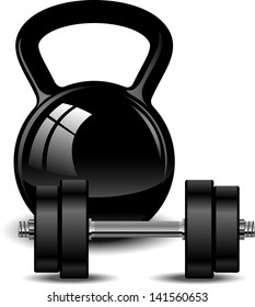 Kettlebell and dumbbell