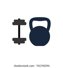 Kettlebell and dumbbell vector icon. Weight symbol on the isolated background