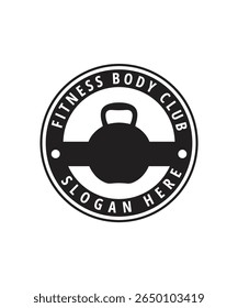 Kettlebell Emblem Logo, Vintage Fitness Logo, Gym Fitness Logo Design Vector