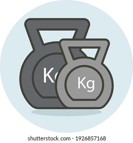 Ejercicio Kettlebell Concepto Vector línea de color Icono Diseño, Símbolo Gym Fitness sobre fondo blanco, Material de ejercicios de entrenamiento ilustración material