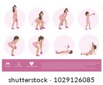 Kettlebell exercises on white background. Workout for women. Healthy and fit young black girl. Flat Illustration