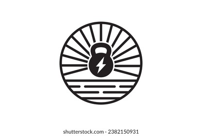 Kettlebell fitness with Light Line logo template	