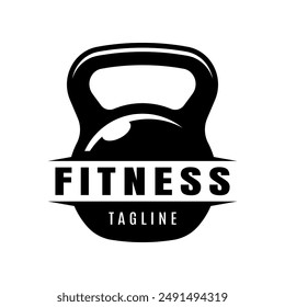 Kettlebell fitness logo isolated on white background.