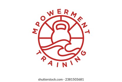 Kettlebell fitness with ocean wave design template	
