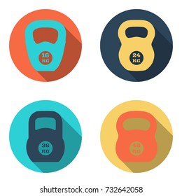 Kettlebell flat Icons Isolated on White Background