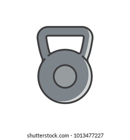 Kettlebell flat line colored icon.