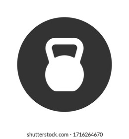 Kettlebell graphic icon. Kettlebell sign in the circle isolated on white background. Gym symbol. Vector illustration