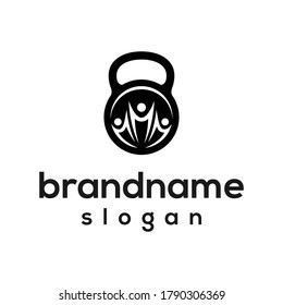 kettlebell group logo design vector