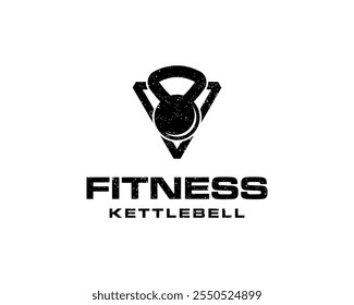 Kettlebell Gym Fitness Treino de Fitness Peso Levantamento Masculino Vetor Logo Design Ilustração