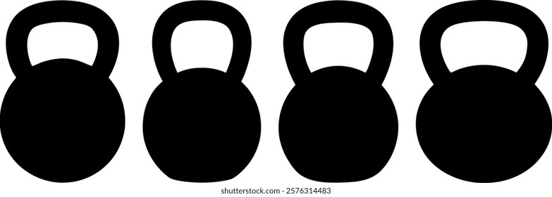 Kettlebell hand drawn vector collection, Gym Kettlebell Silhouette, Workout equipment vector